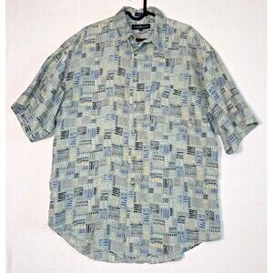 Vintage Chereskin Men's Short Sleeved Button-Down Shirt Medium 100% Silk Casual